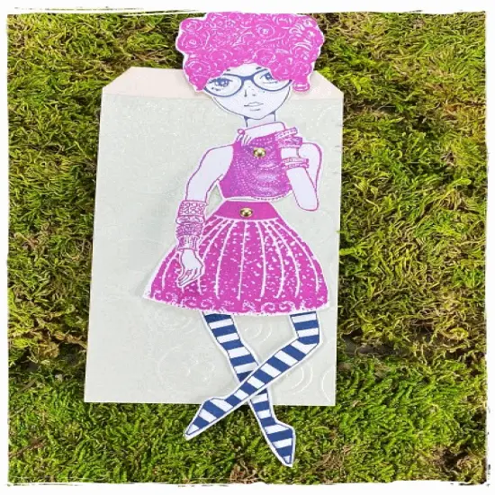 Deep Red Stamps Paper Doll Rubber Cling Stamp 4 x 6 inches {4}