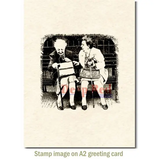 Deep Red Stamps Old Friends Rubber Cling Stamp 3 x 2.8 inches {3}