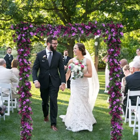 5pack Artificial Rose Rattan Garland Fake Rose Vine Hanging Rose Ivy Purple Flowers Home Hotel Office Wedding Party Garden Craft Art Decoration {2}