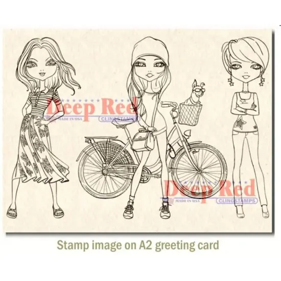 Deep Red Stamps City Girls Weekend Fun Rubber Cling Stamp 4 x 6 inches {3}