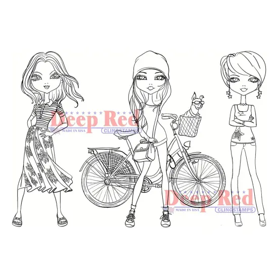 Deep Red Stamps City Girls Weekend Fun Rubber Cling Stamp 4 x 6 inches {1}