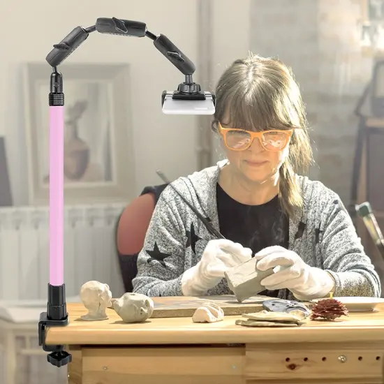 Arkon Mounts CLAMPRV29PK Desk Table Clamp Phone or Camera Pro Stand with Pink Extension Pole {3}