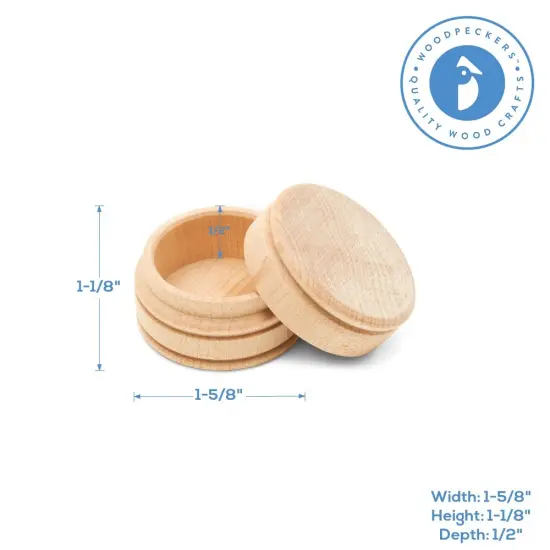 Mini Ring Box 1-5/8", Unfinished Wood Jewelry Box for Crafts/Gift | Woodpeckers {4}