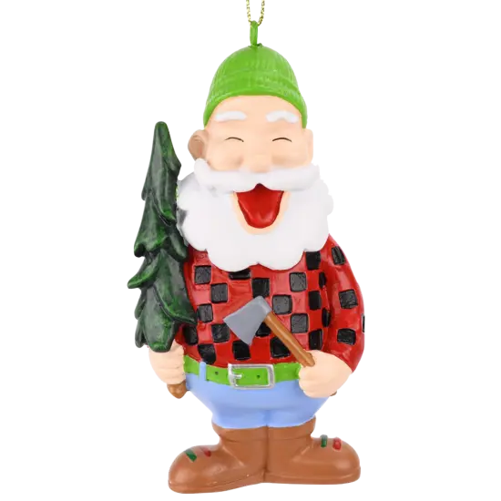 Lumberjack Santa with Xmas Tree Christmas Ornament {1}