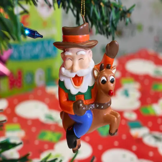 Cowboy Santa Riding Reindeer Christmas Ornament {5}