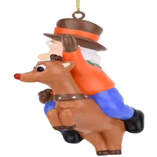 Cowboy Santa Riding Reindeer Christmas Ornament {2}