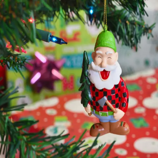 Lumberjack Santa with Xmas Tree Christmas Ornament {5}