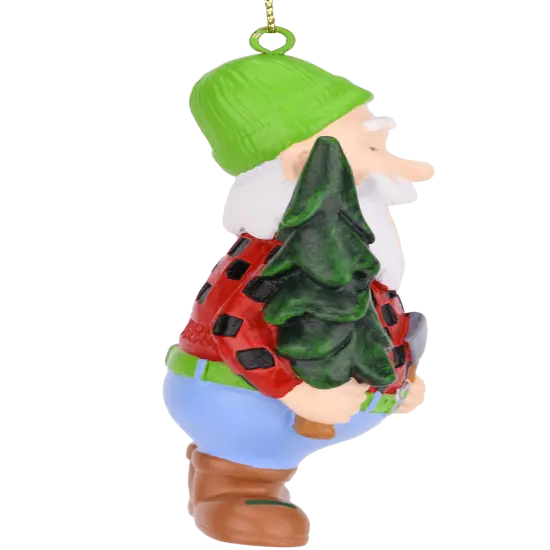 Lumberjack Santa with Xmas Tree Christmas Ornament {4}