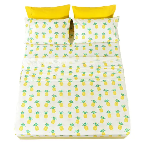 American Home Collection Pineapple Bedding Sheets & Pillowcases Set Brushed Microfiber Wrinkle Free Sheet Set {2}