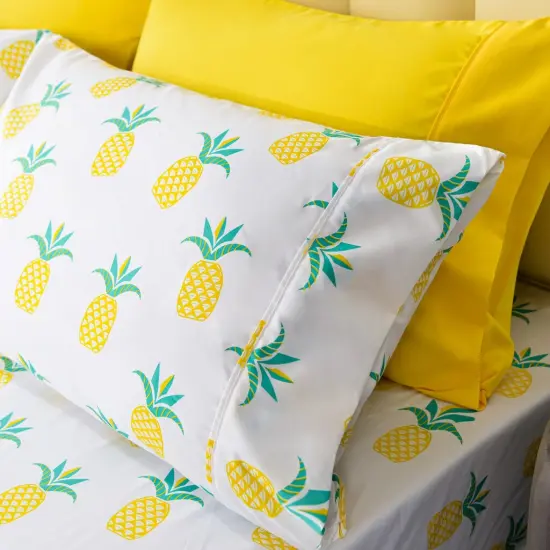 American Home Collection Pineapple Bedding Sheets & Pillowcases Set Brushed Microfiber Wrinkle Free Sheet Set {5}