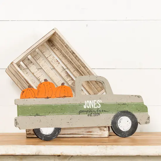 20 in. Unfinished Pick-Up Truck with Pumpkins {2}