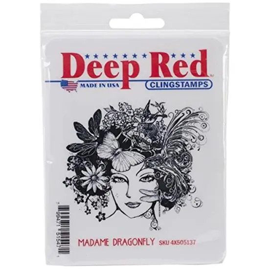 Deep Red Stamps Madame Dragonfly Rubber Cling Stamp 3.1 x 2.75 inches {2}