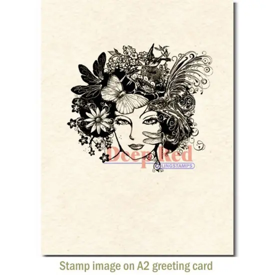 Deep Red Stamps Madame Dragonfly Rubber Cling Stamp 3.1 x 2.75 inches {3}
