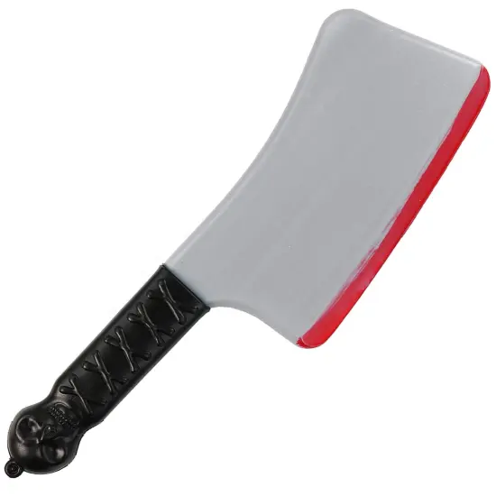 Bloody Cleaver Costume Knife - Fake Weapon Meat Cleaver Prop with Blood and Jolly Roger Handle {1}