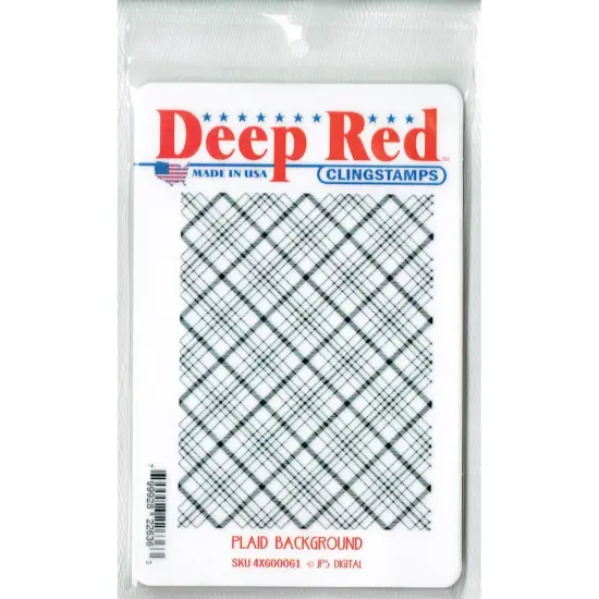 Deep Red Stamps Plaid Background Rubber Cling Stamp3 x 4 inches {2}