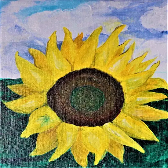 Paint Kit - The Happy Sunflower Acrylic Painting Kit & Video Lesson, DIY Canvas Art, Paint & Sip At Home, Paint Party, Beginner Painting {1}