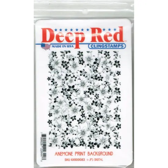 Deep Red Stamps Anemone Print Background Rubber Cling Stamp 3 x 4 inches {2}