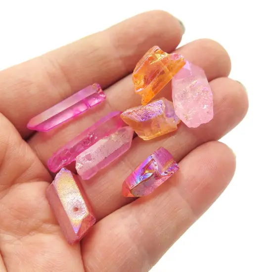 Pretty in Pink ~ Mix of Electroplated Quartz Beads (NS640) (8x) {3}