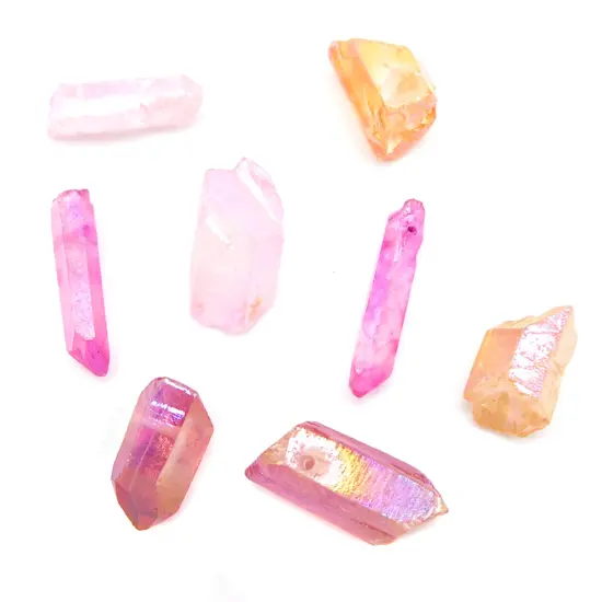 Pretty in Pink ~ Mix of Electroplated Quartz Beads (NS640) (8x) {2}