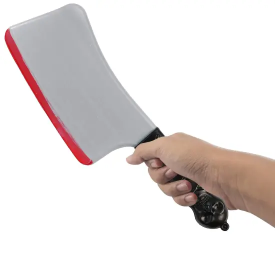 Bloody Cleaver Costume Knife - Fake Weapon Meat Cleaver Prop with Blood and Jolly Roger Handle {4}