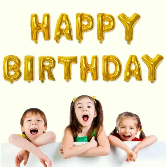 16 inch 3D Gold Happy Birthday Balloons Foil Letters Balloons {3}