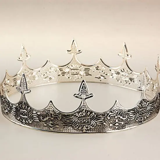 Antique Silver King Crown Men Women Tiaras {2}