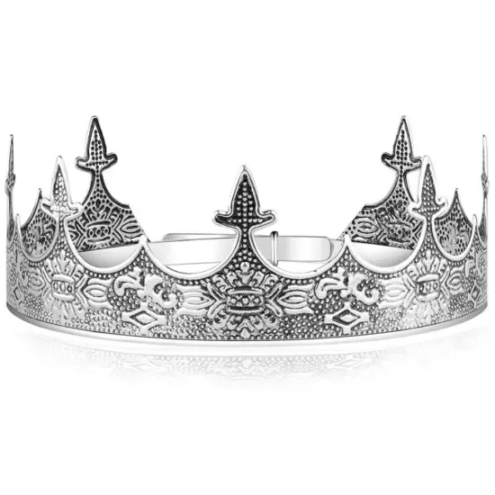 Antique Silver King Crown Men Women Tiaras {1}