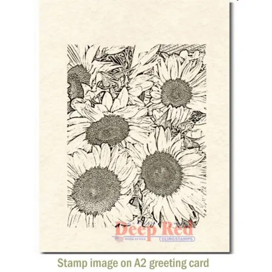 Deep Red Stamps Sunflowers Background Rubber Cling Stamp 3 x 4 inches {3}