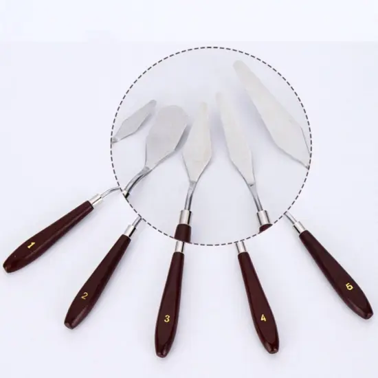 5Pcs Stainless Palette Knife Oil Painting Steel Spatula Mixing Scraper Set 3D Print Removal Tool Artist Knives {2}
