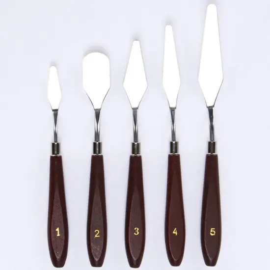 5Pcs Stainless Palette Knife Oil Painting Steel Spatula Mixing Scraper Set 3D Print Removal Tool Artist Knives {4}