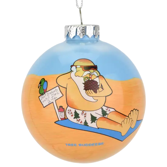 Santa on Vacation at The Beach Christmas Ornament {2}