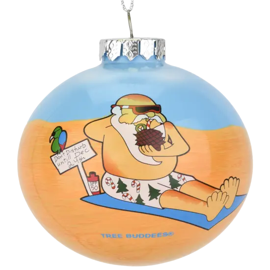 Santa on Vacation at The Beach Christmas Ornament {1}