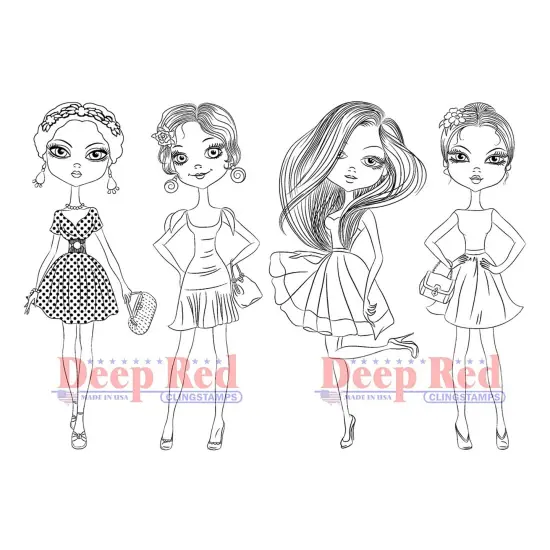 Deep Red Stamps City Girls Night Out Rubber Cling Stamp 4 x 6 inches {1}
