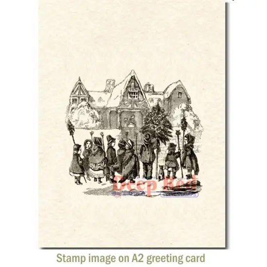 Deep Red Stamps Christmas Carolers Rubber Cling Stamp 3.1 x 3.1 inches {3}