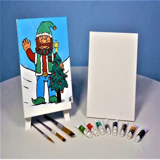 Christmas Paint Kit - Lumberjack Elf Acrylic Painting Kit & Video Lesson, Art Gift Set, DIY Christmas Craft, Paint At Home, Beginner Painting, DIY Craft {2}