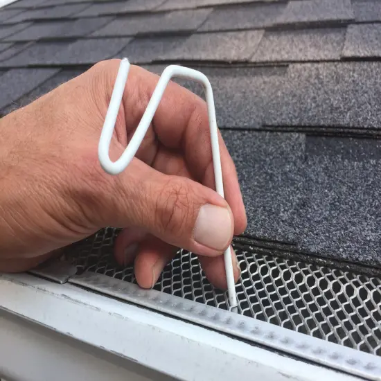 50 ct White Christmas Hook: Christmas Light Hanger for Gutters with Mesh Leaf Gutter Guards {1}