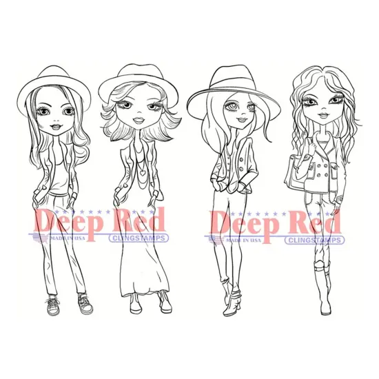 Deep Red Stamps City Girls Casual Friday Rubber Cling Stamp 4 x 6 inches {1}