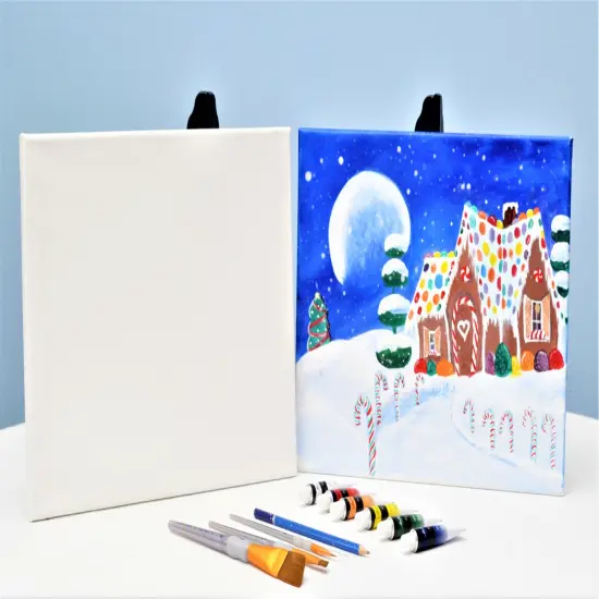Christmas Paint Kit - Gingerbread Cottage Acrylic Painting Kit & Video Lesson, Art Gift Set, DIY Christmas Craft, Beginner Painting, Paint At Home, Paint Party {2}