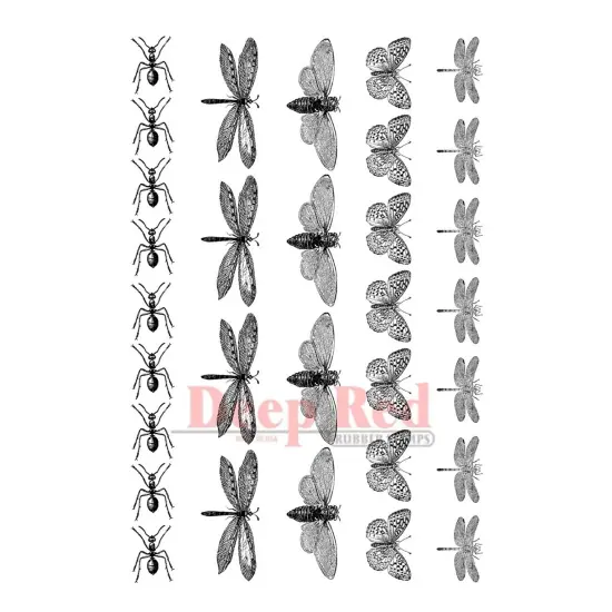 Deep Red Stamps Dragonflies and More Rubber Cling Stamp Set 4.25 x 5.5 inches {1}