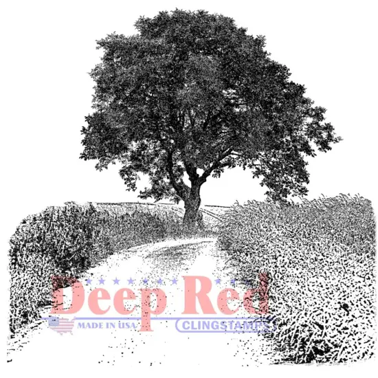 Deep Red Stamps Country Road Rubber Cling Stamp 3 x 3.1 inches {1}