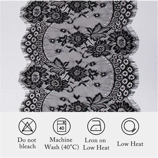 Lace Table Runner Vintage Black Lace Rustic Wedding Table Decor 14 x 120 inches Long {3}