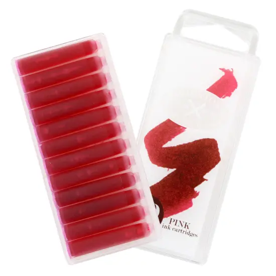 Thornton's Luxury Goods Short Standard International Fountain Pen Ink Cartridges, 12-Count Pink {1}