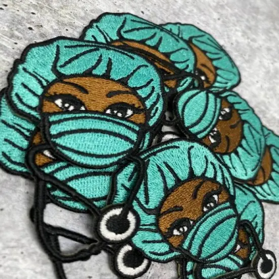 "Surgical Queen" w/ Stethoscope, Embroidery, Iron-on Exclusive Applique, Small Patch, Size 3" inches {5}