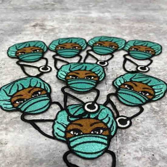 "Surgical Queen" w/ Stethoscope, Embroidery, Iron-on Exclusive Applique, Small Patch, Size 3" inches {4}