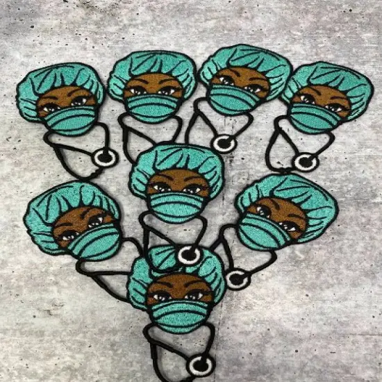 "Surgical Queen" w/ Stethoscope, Embroidery, Iron-on Exclusive Applique, Small Patch, Size 3" inches {6}
