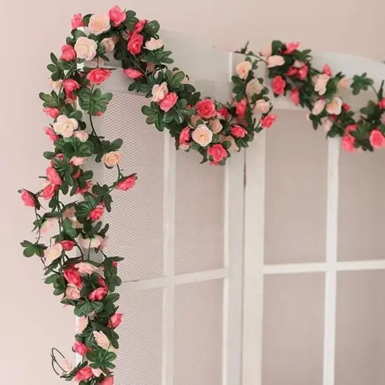 4pack Artificial Rose Rattan Garland Fake Rose Vine Flowers Hanging Rose Ivy {3}