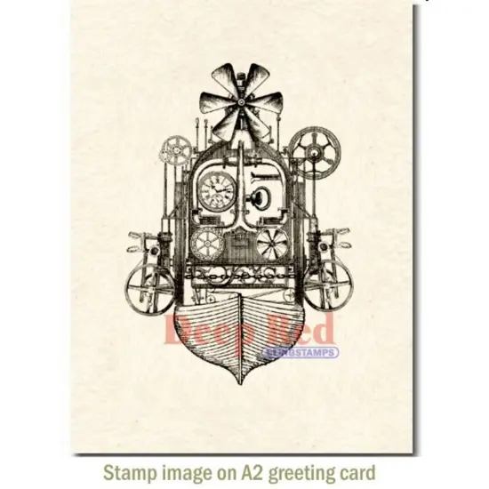 Deep Red Stamps Steampunk Flying Machine Rubber Cling Stamp 3 x 4 inches {3}