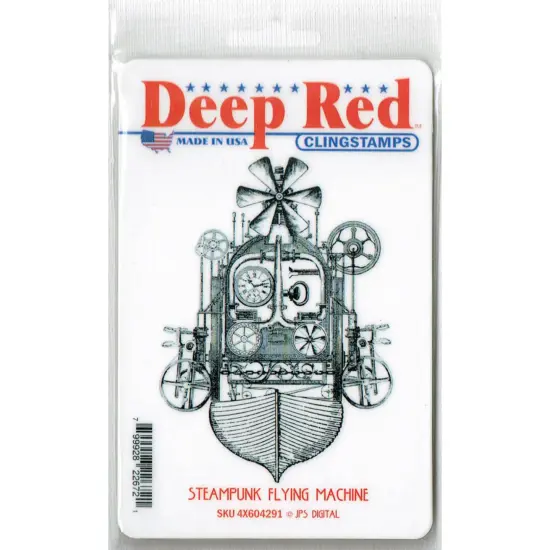 Deep Red Stamps Steampunk Flying Machine Rubber Cling Stamp 3 x 4 inches {2}
