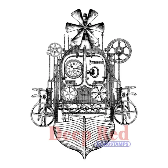 Deep Red Stamps Steampunk Flying Machine Rubber Cling Stamp 3 x 4 inches {1}