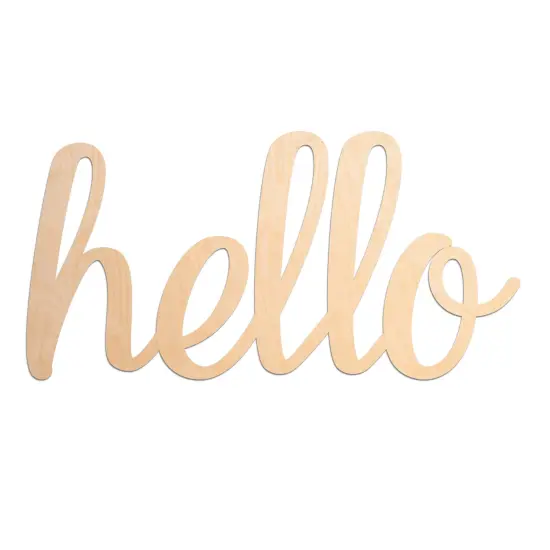 18 in. Unfinished Wooden Cursive "Hello" Sign {1}